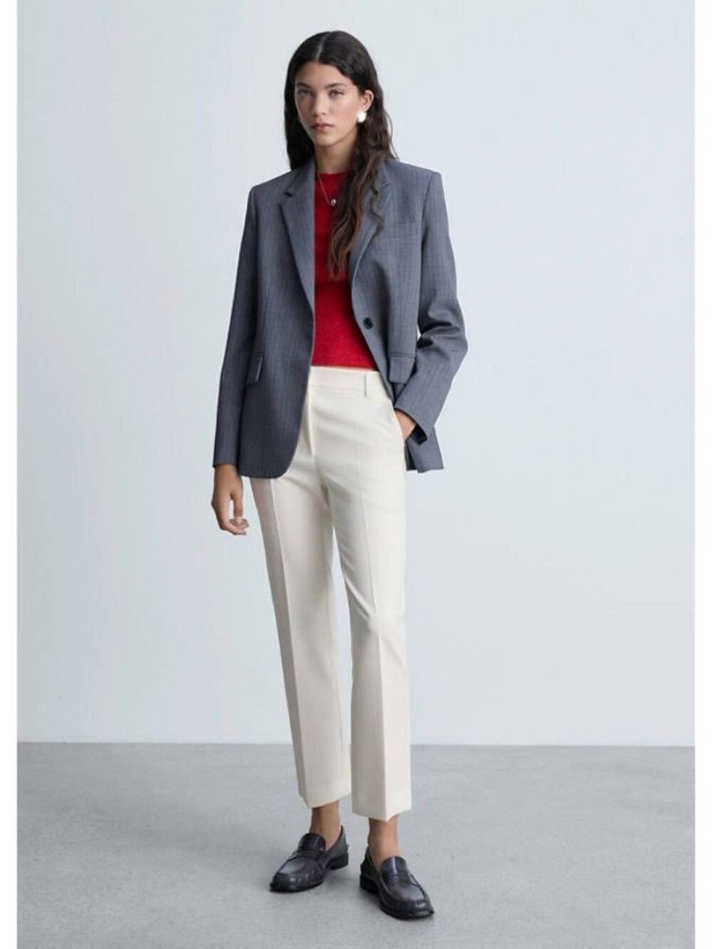 MNG Womens White Tapered Trousers Size 12